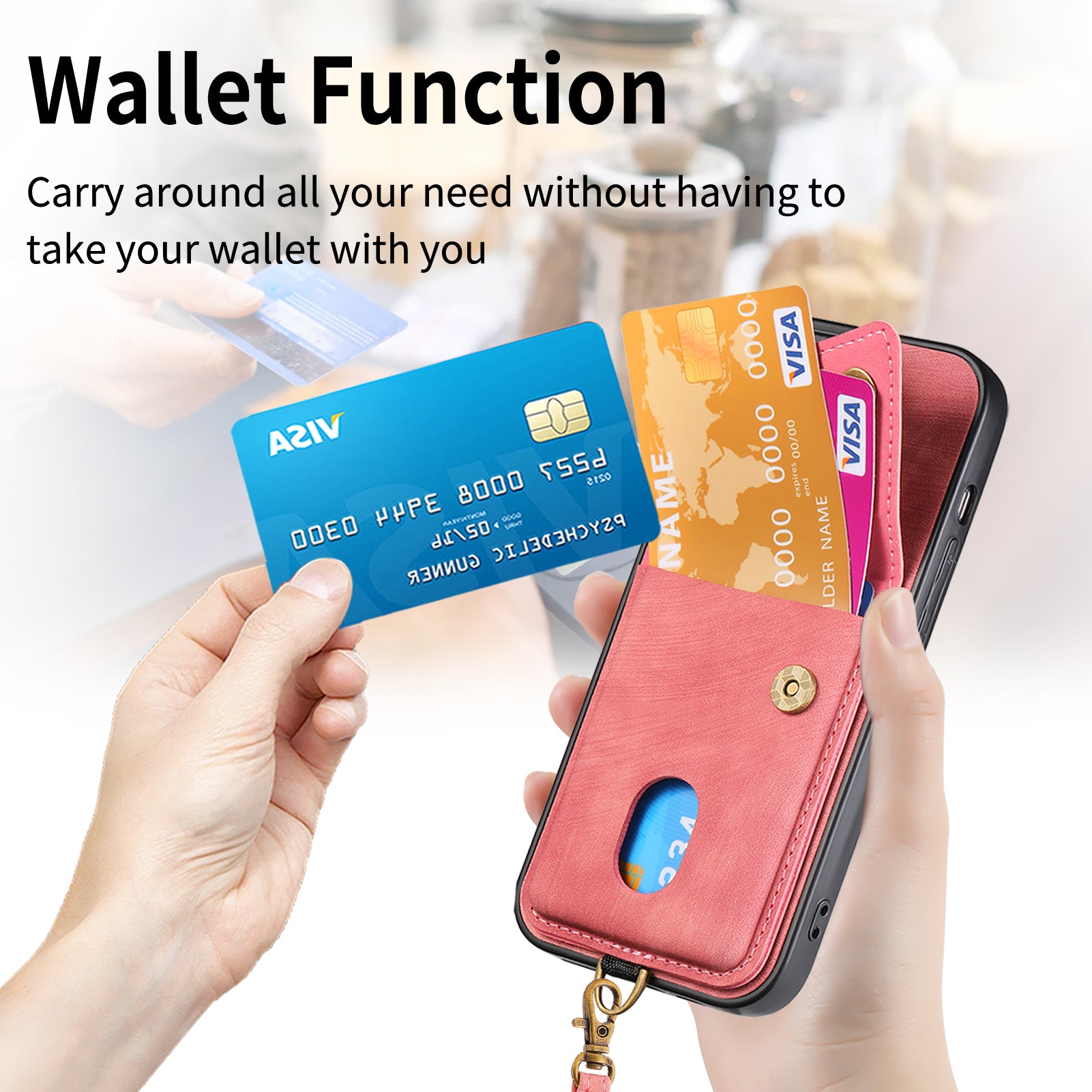 Phone Case with Kickstand Card Holder for iPhone 14 Pro Leather Coated PC+TPU Cover Phone Case with Kickstand Card Holder for iPhone 14 Pro Leather Coated PC+TPU Cover